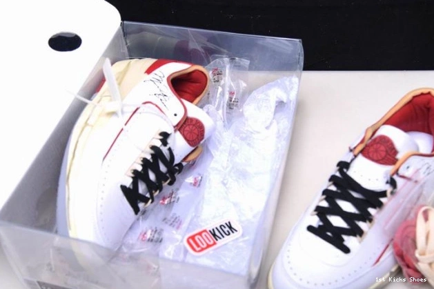 1st Kicks Shoes White SP Low DJ4375-106 Off-White Jordan Red Retro 2 0823
